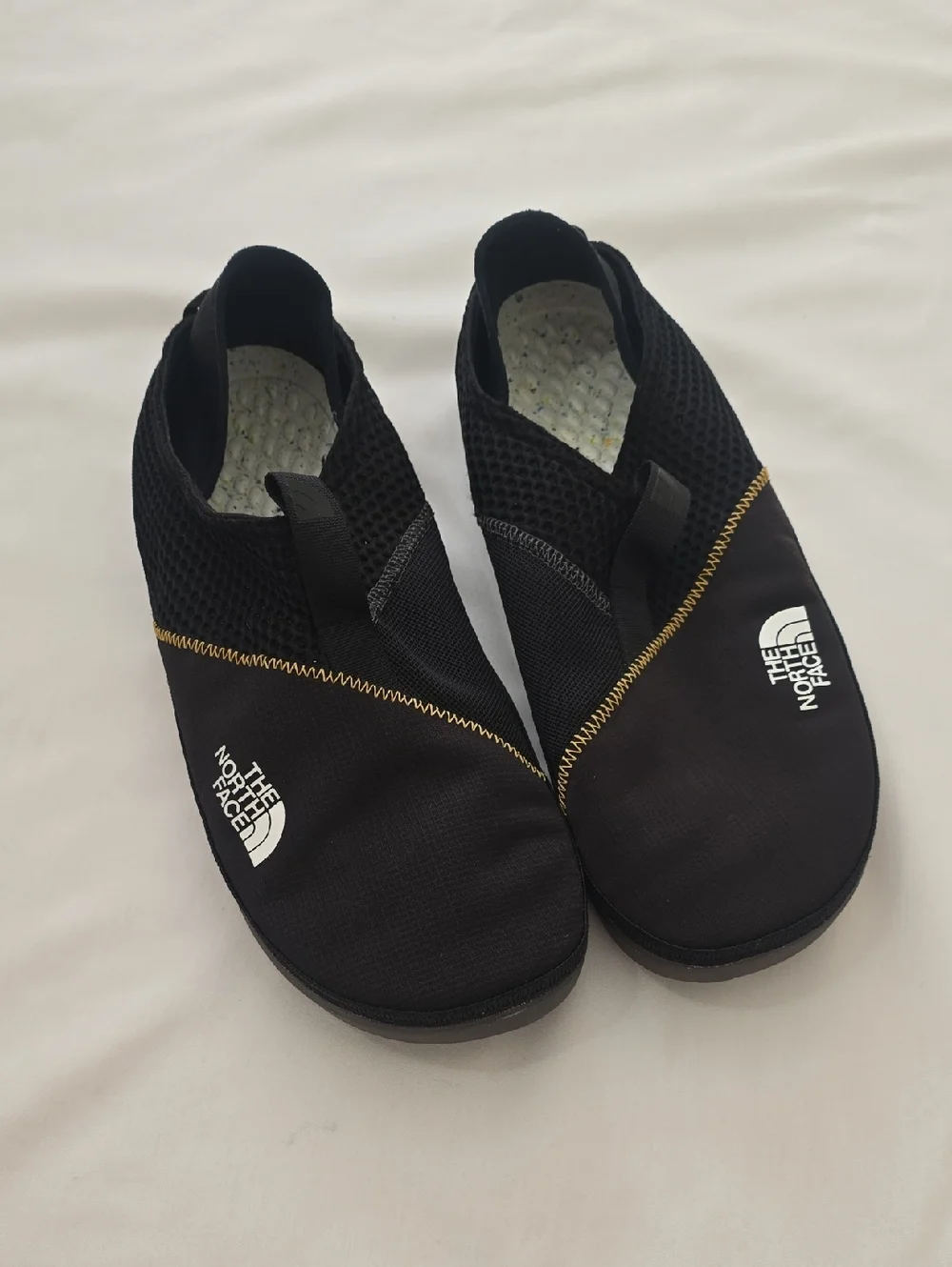 The North Face Black Camp Mule Slip-On Shoes with Yellow Stitching Unisex‎